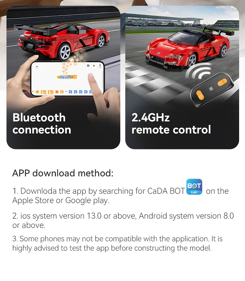 CaDA BYD Yangwang U9 Electric Super Coupé - RC Dual Mode Control - 1:20 299 Pieces Brick Model Kit C51099W