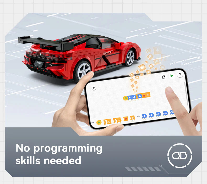 CaDA BYD Yangwang U9 Electric Super Coupé - RC Dual Mode Control - 1:20 299 Pieces Brick Model Kit C51099W