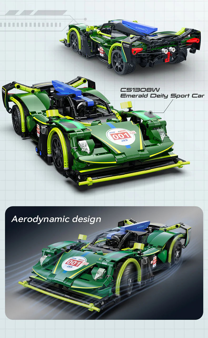 CaDA Phantom Wing - RC Dual Mode Control - 1:14 Sports Car 395 Pieces Brick Model Kit C51303W