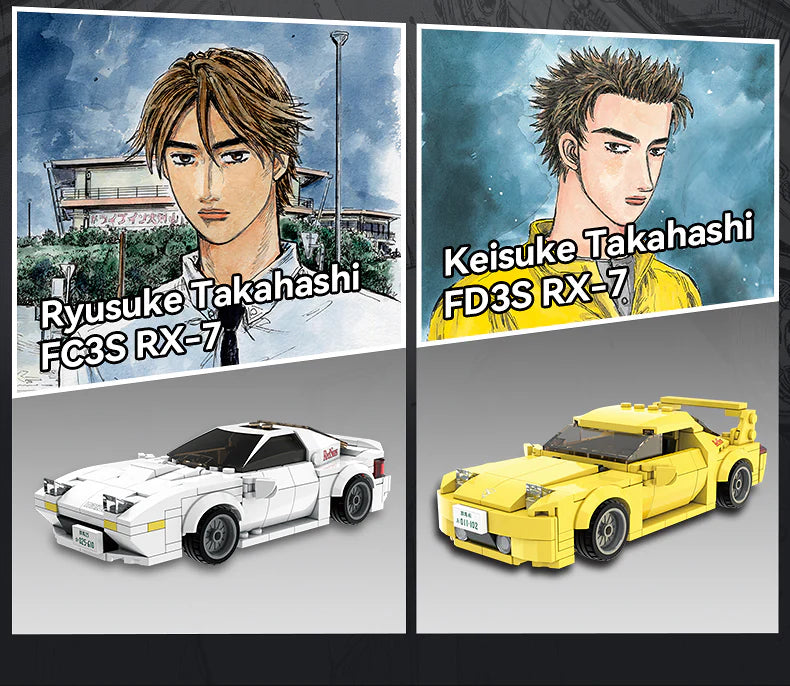 CaDA Initial D Mazda FC3S RX-7 Car 1:24 282 Pieces Brick Model Kit C55012W