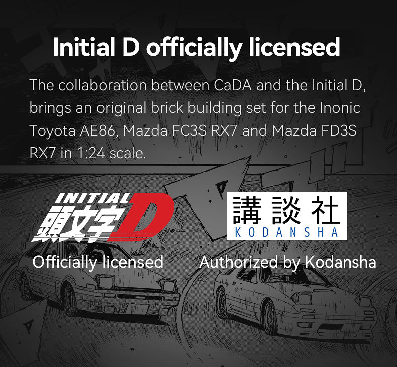 CaDA Initial D Mazda FC3S RX-7 Car 1:24 282 Pieces Brick Model Kit C55012W