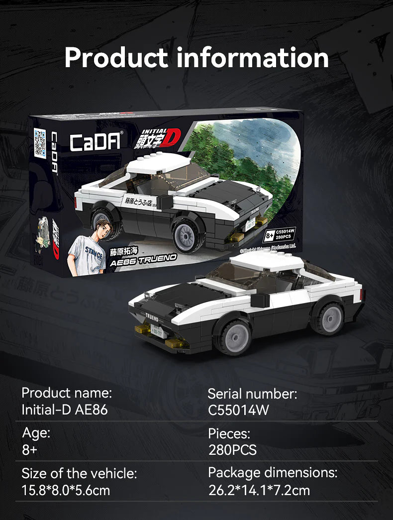 CaDA Initial D Toyota Trueno AE86 Car 1:24 280 Pieces Brick Model Kit C55014W