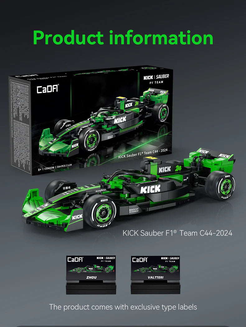 CaDA Kick Sauber F1 Team C44 (2024) 1:24 314 Pieces Brick Model Kit C55032W