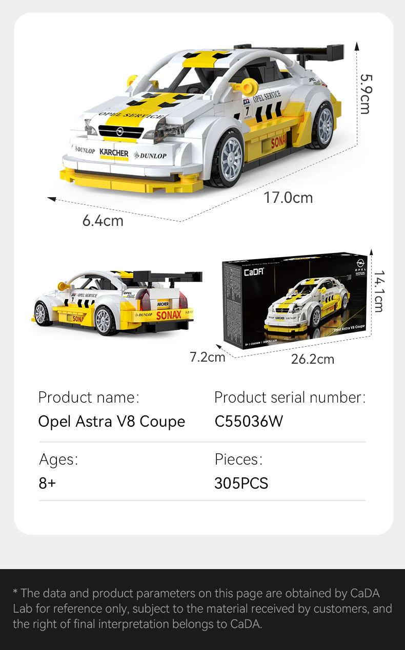 CaDA Opel Astra V8 Coupe 1:24 305 Pieces Brick Model Kit C55036W