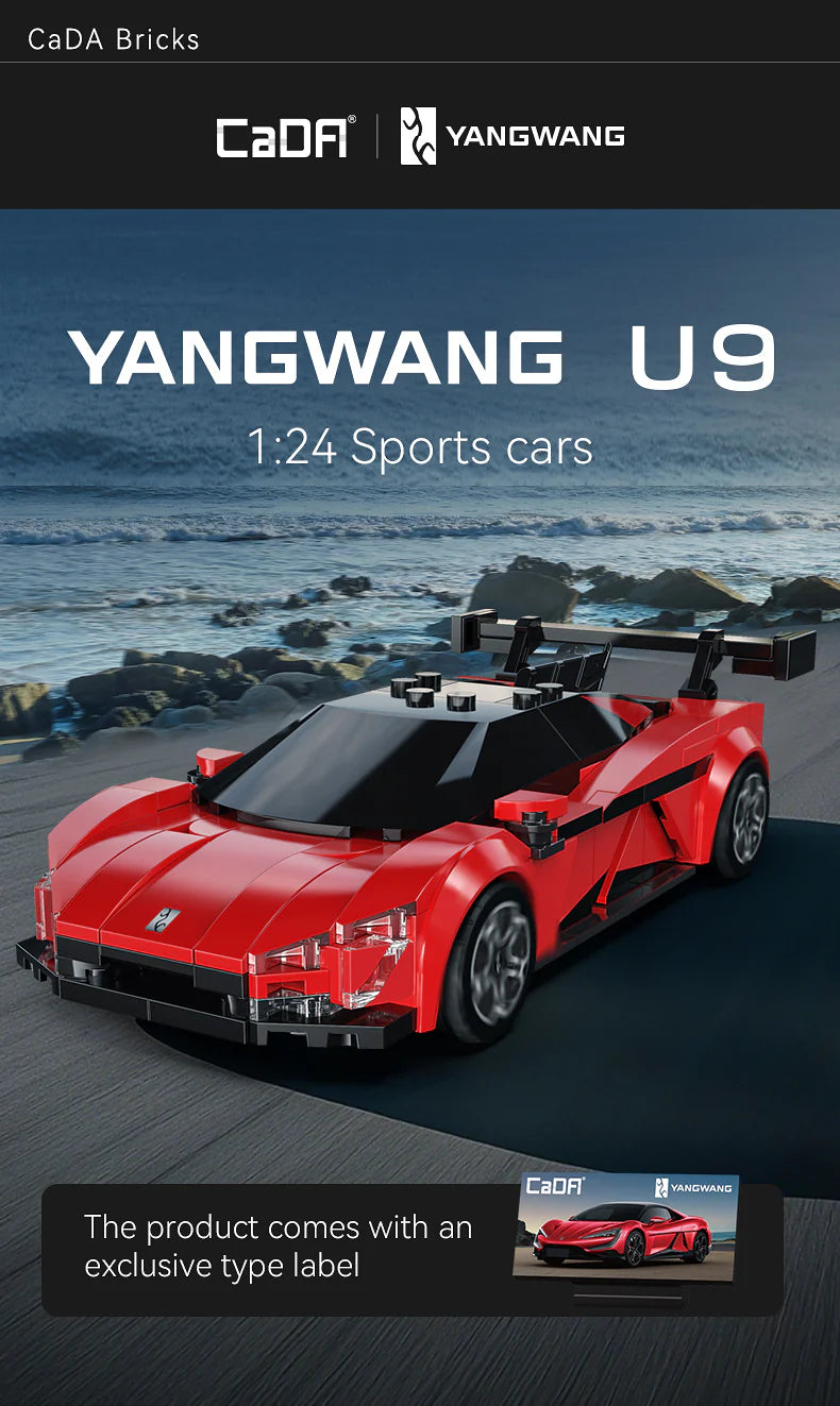 CaDA BYD Yangwang U9 Electric Super Coupé 1:24 291 Pieces Brick Model Kit C55045W