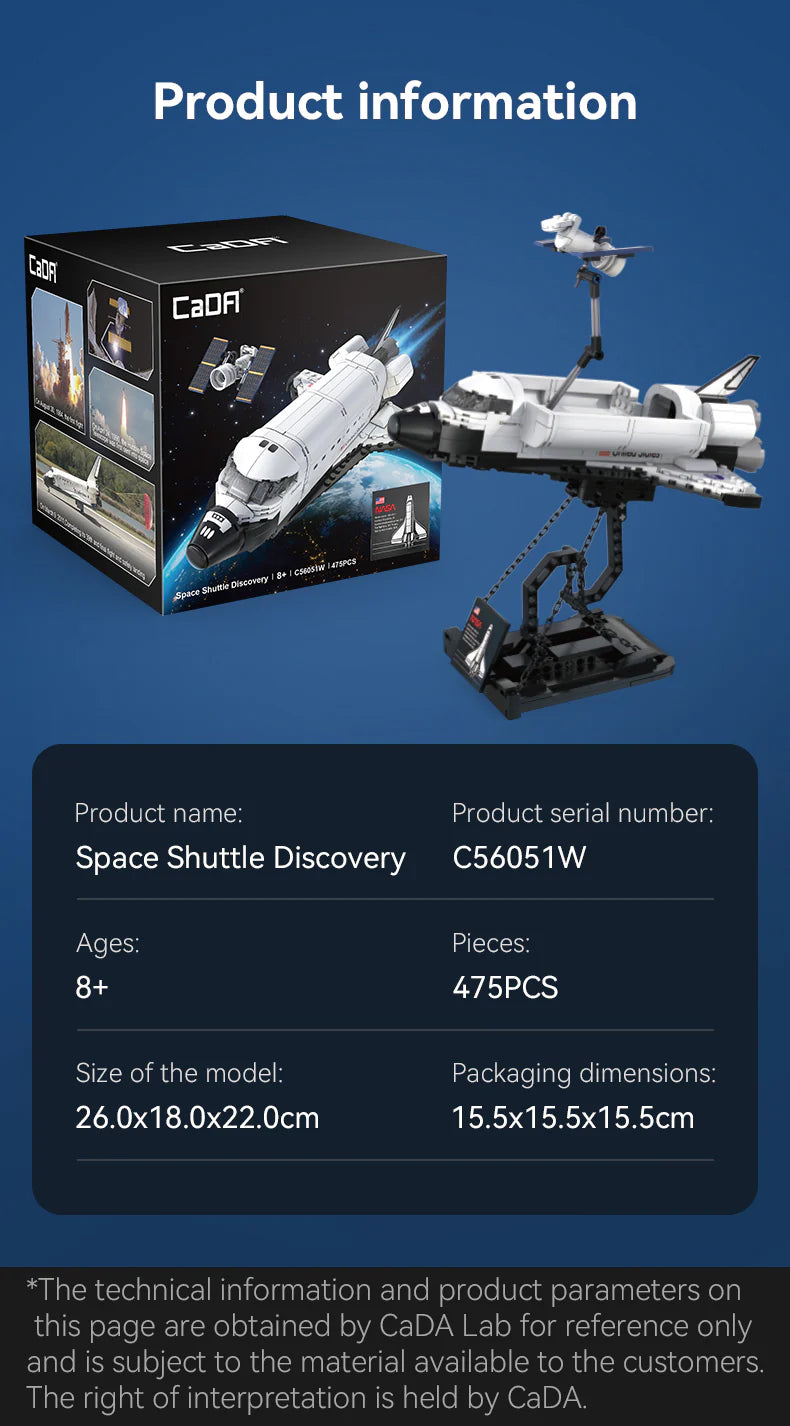 CaDA NASA Space Shuttle Discovery 475 Pieces Brick Model Kit C56051W