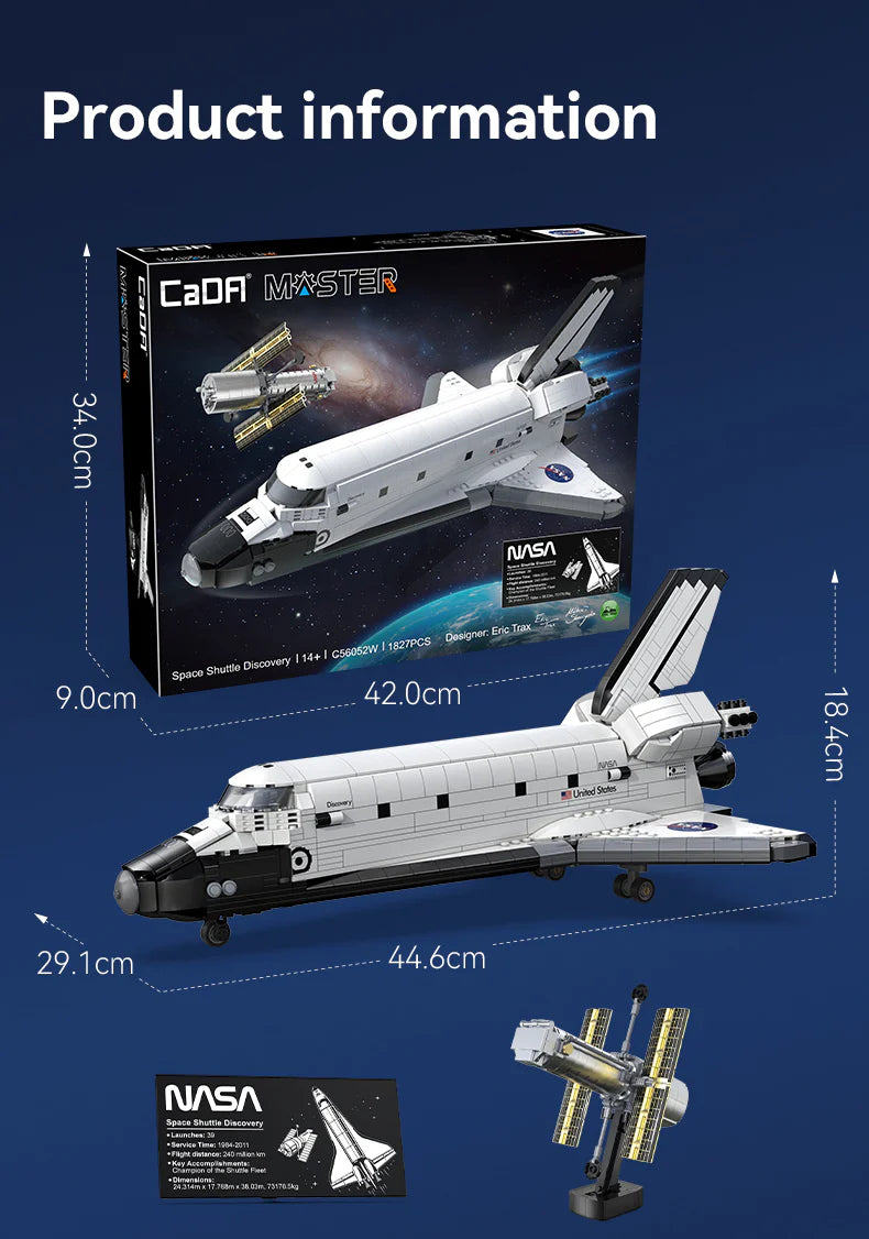 CaDA Master 1:80 NASA Space Shuttle Discovery 1827 Pieces Brick Model Kit C56052W