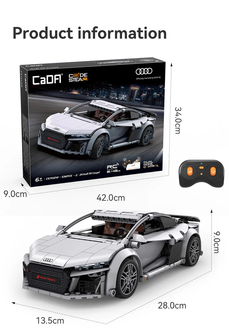 CaDA Audi R8 Coupe 1:14 536 Pieces Brick Model Kit C57012W
