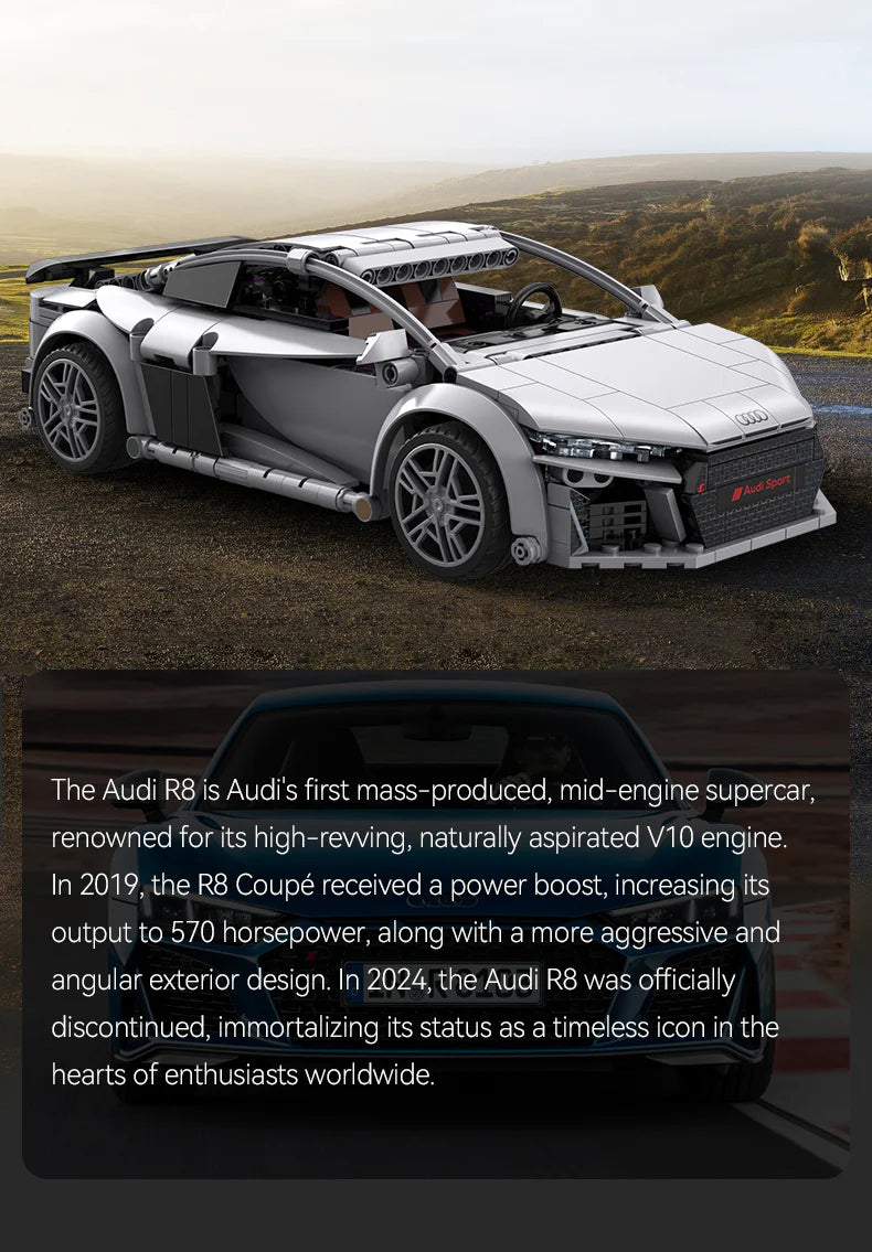 CaDA Audi R8 Coupe 1:14 536 Pieces Brick Model Kit C57012W
