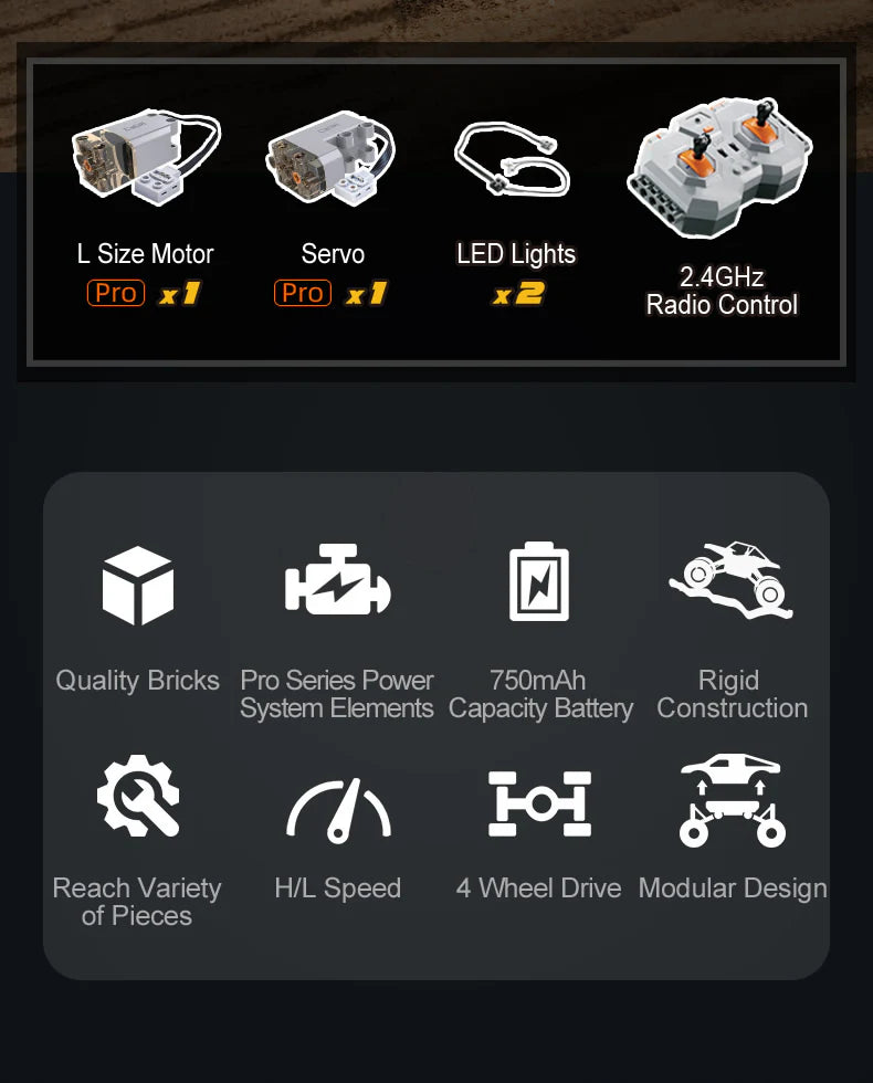 CaDA Monster Climbing Car - RC Control - 1:12 699 Pieces Brick Model Kit C61008W