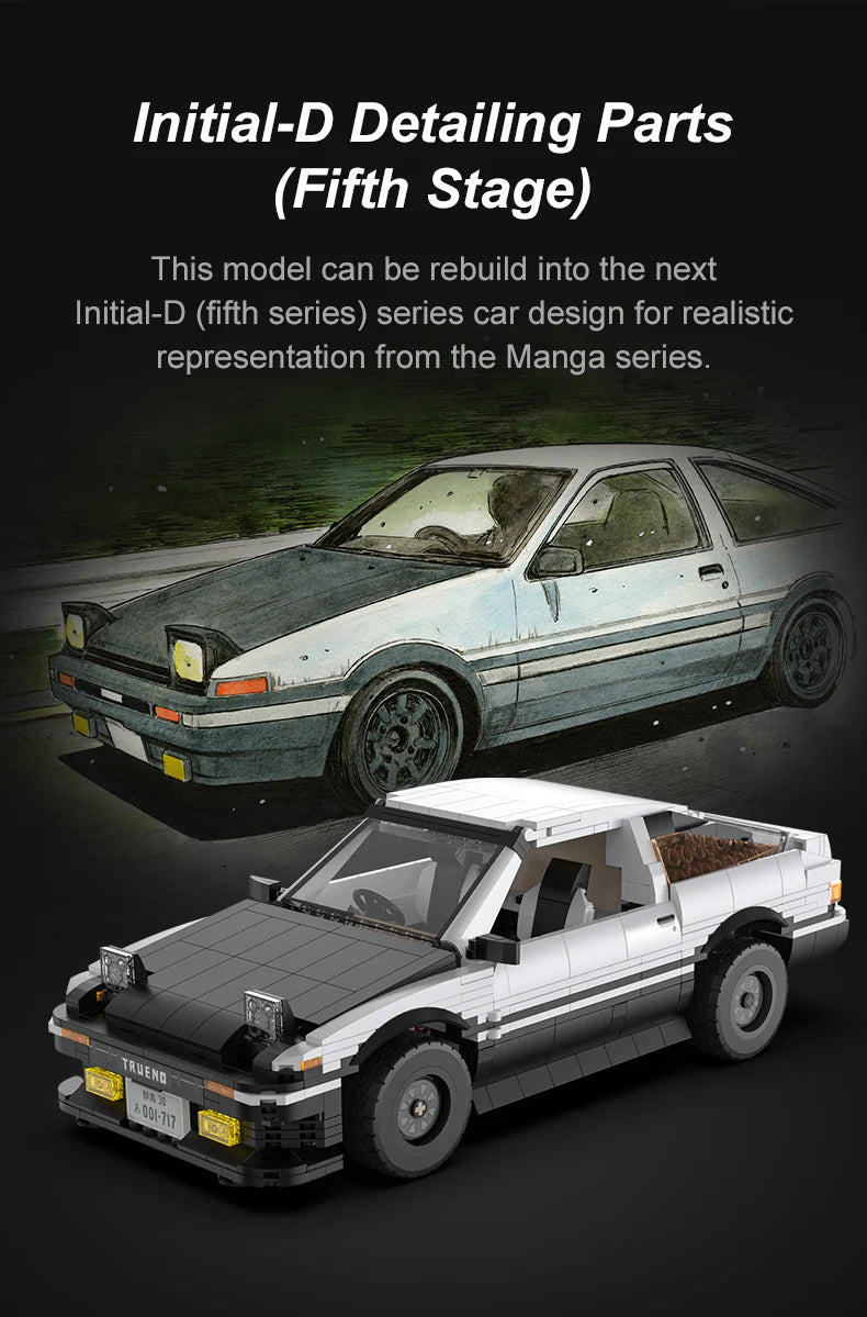 CaDA Initial D 1:12 Toyota AE86 Trueno 1324 Pieces Brick Model Kit C61024W
