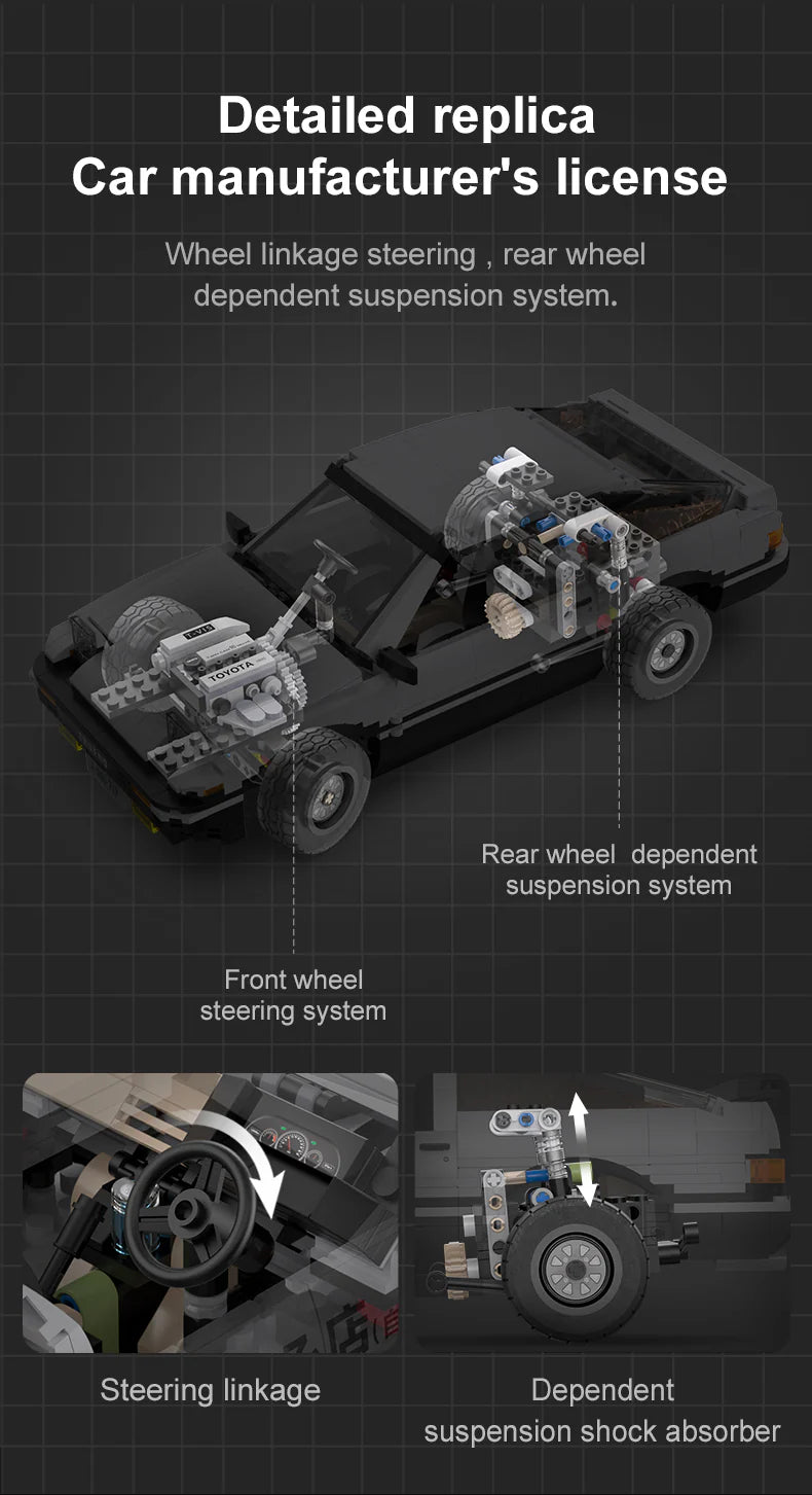 CaDA Initial D 1:12 Toyota AE86 Trueno 1324 Pieces Brick Model Kit C61024W