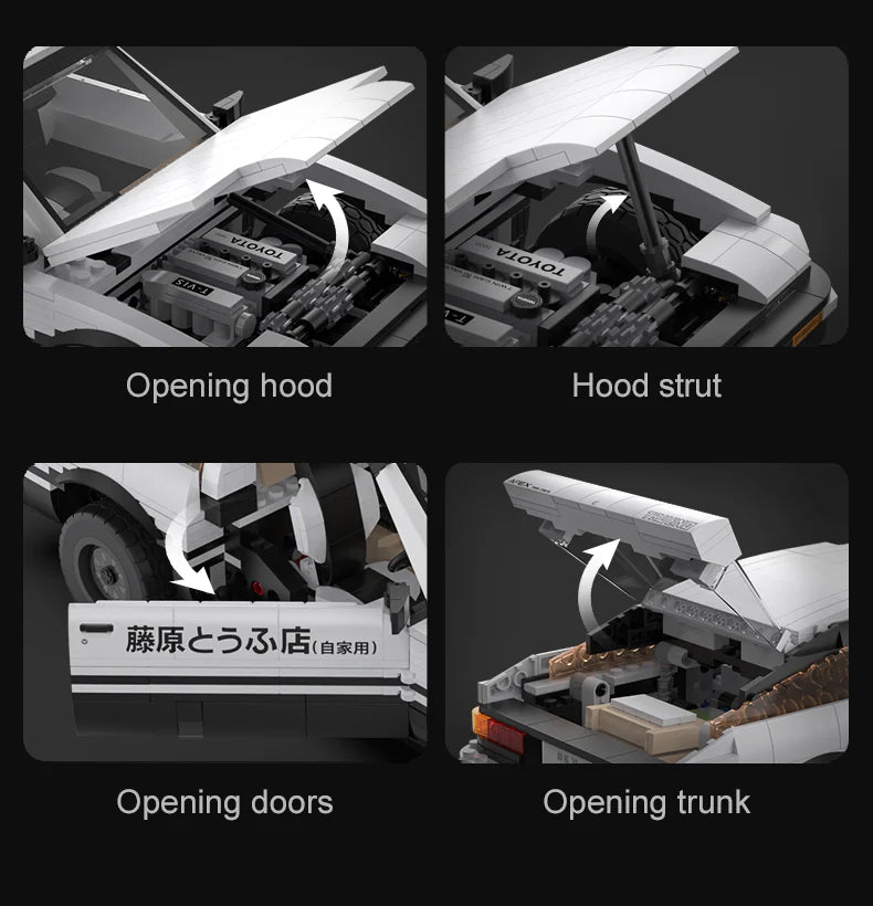 CaDA Initial D 1:12 Toyota AE86 Trueno 1324 Pieces Brick Model Kit C61024W