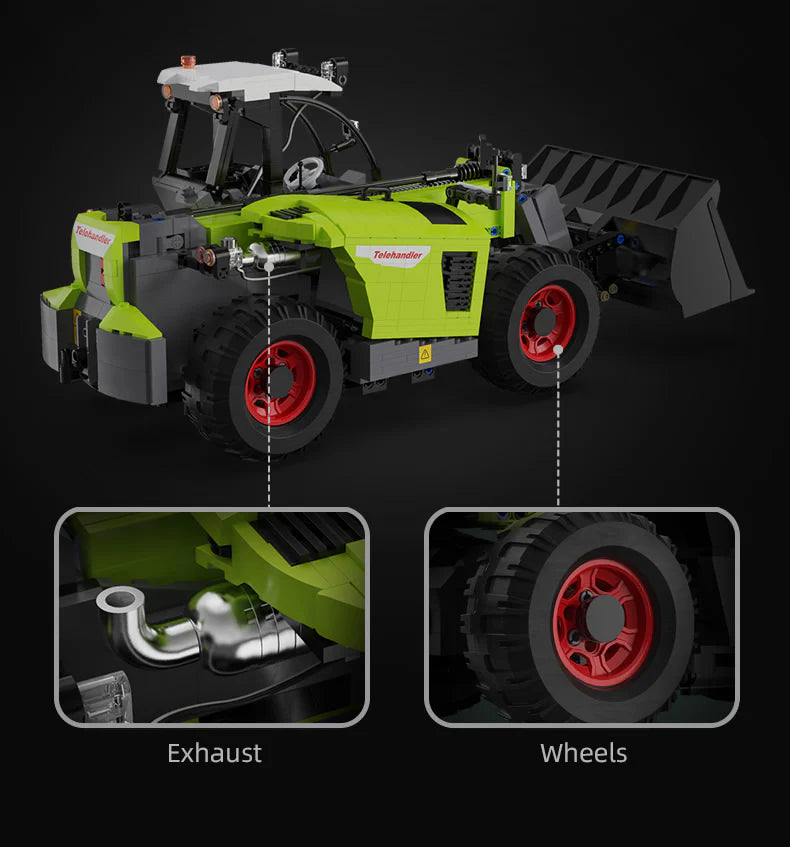 CaDA Master Telehandler Loader - Multi Function RC Control -  1:17 1469 Pieces Brick Model Kit C61051W