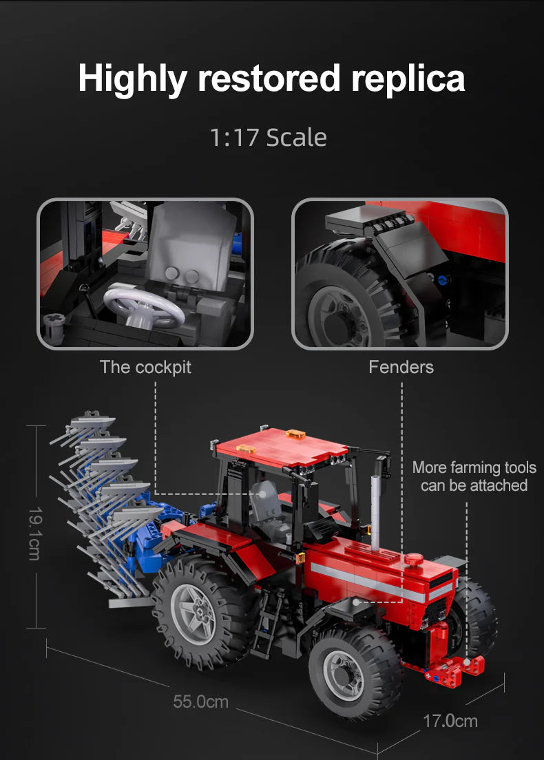 CaDA Master Farm Tractor - Multi Function RC Control - 1:17 1675 Pieces Brick Model Kit C61052W