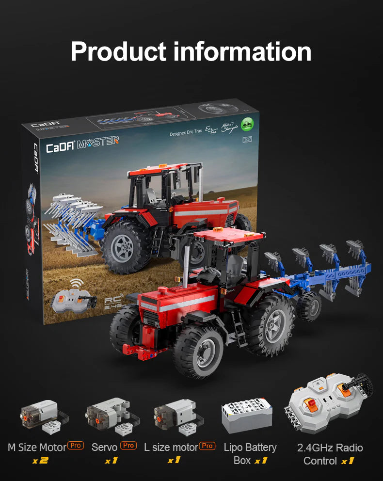CaDA Master Farm Tractor - Multi Function RC Control - 1:17 1675 Pieces Brick Model Kit C61052W