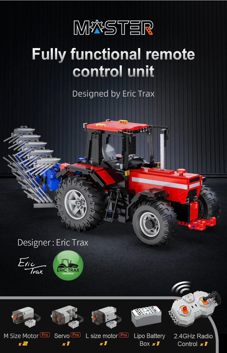 CaDA Master Farm Tractor - Multi Function RC Control - 1:17 1675 Pieces Brick Model Kit C61052W