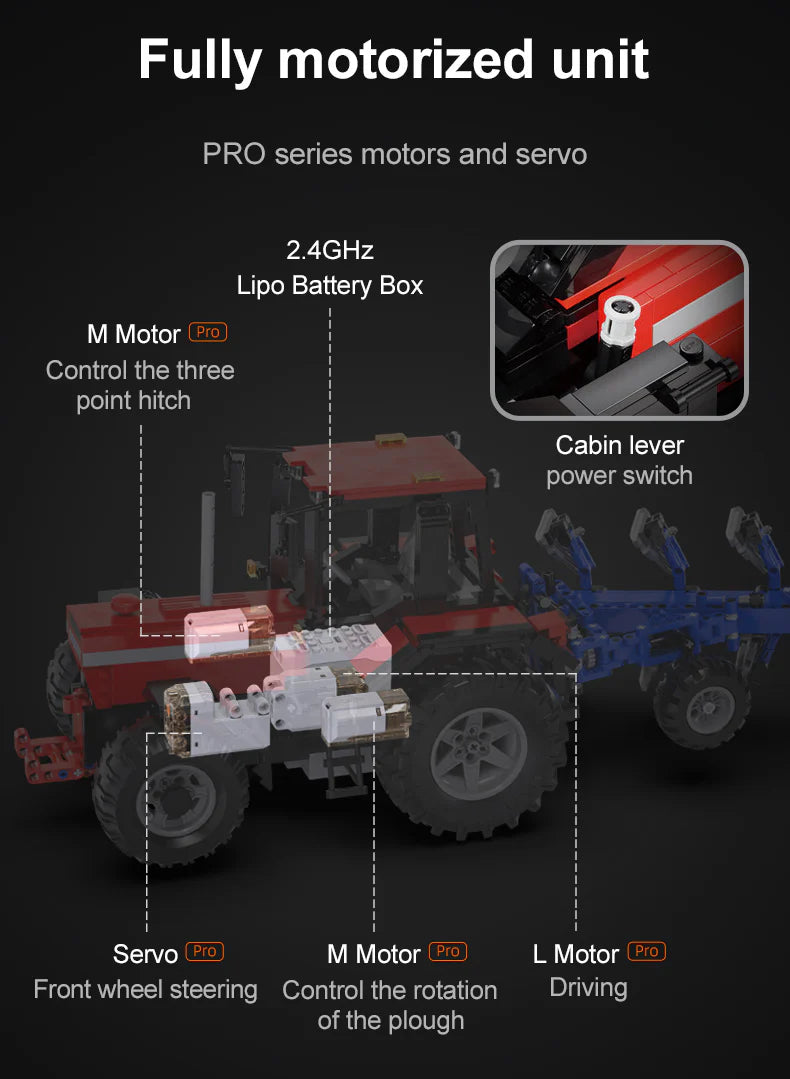 CaDA Master Farm Tractor - Multi Function RC Control - 1:17 1675 Pieces Brick Model Kit C61052W