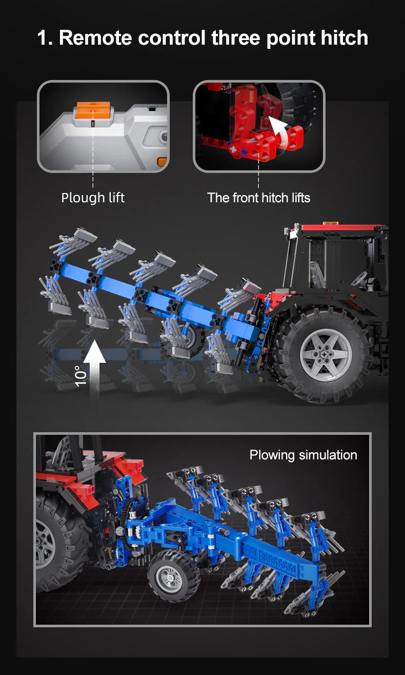 CaDA Master Farm Tractor - Multi Function RC Control - 1:17 1675 Pieces Brick Model Kit C61052W