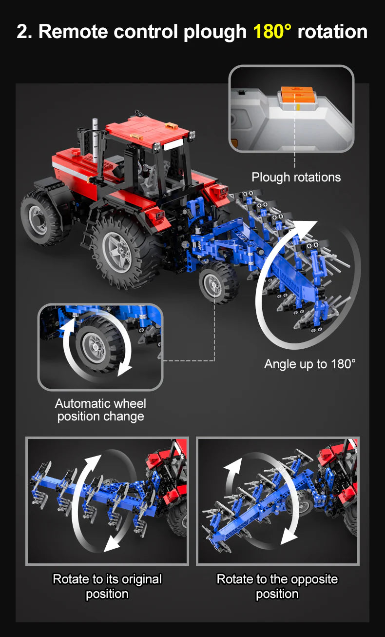 CaDA Master Farm Tractor - Multi Function RC Control - 1:17 1675 Pieces Brick Model Kit C61052W