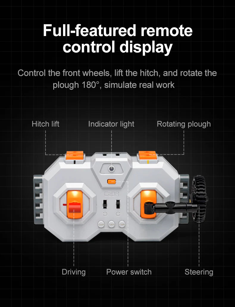 CaDA Master Farm Tractor - Multi Function RC Control - 1:17 1675 Pieces Brick Model Kit C61052W
