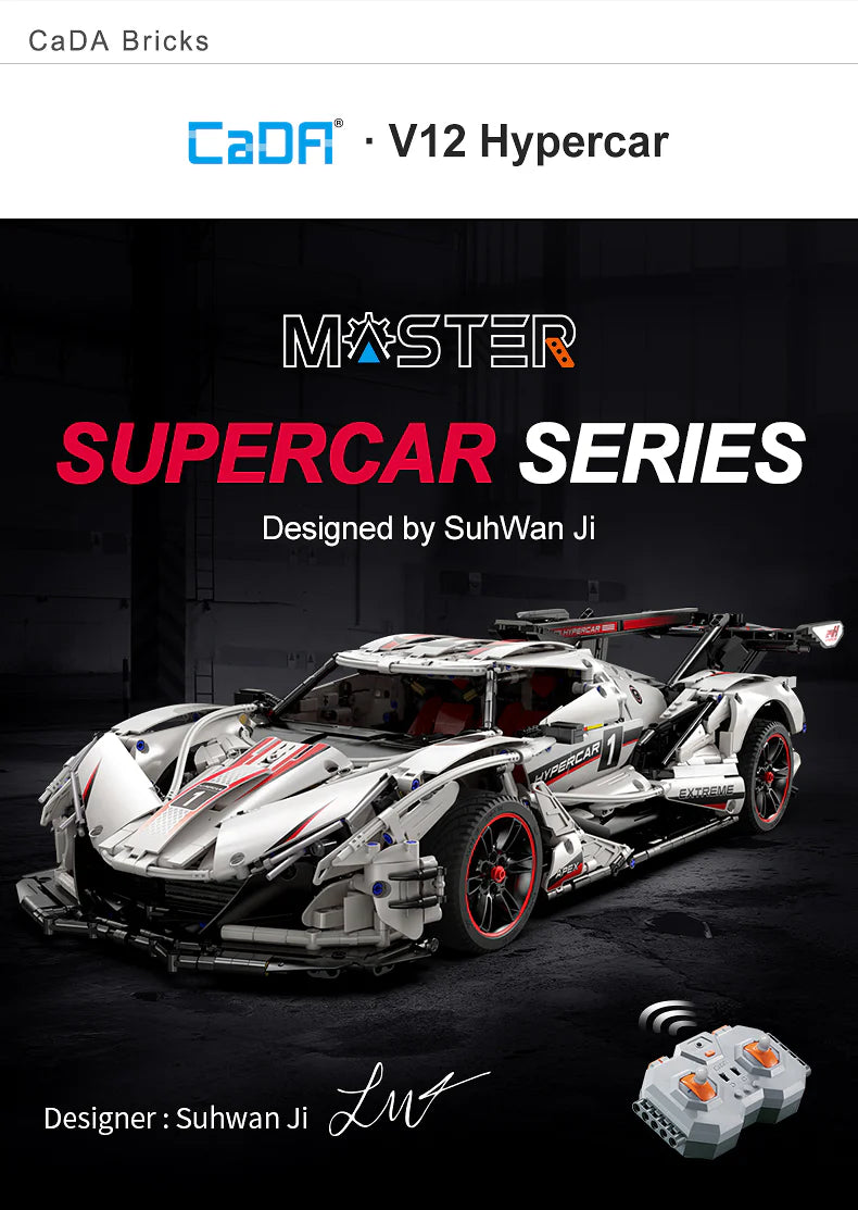 CaDA Master Helios V12 Hypercar - RC Control - 1:8 4449 Pieces Brick Model Kit C61053W