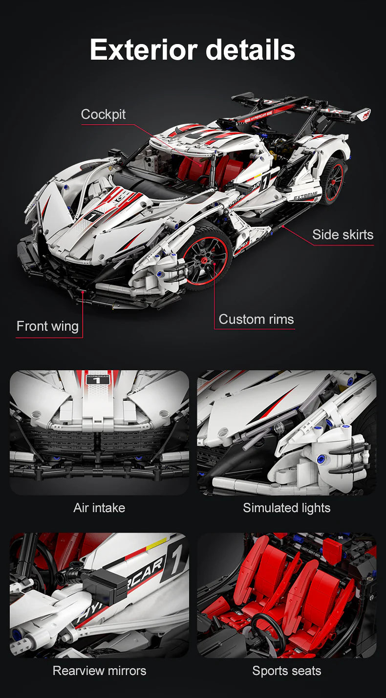 CaDA Master Helios V12 Hypercar - RC Control - 1:8 4449 Pieces Brick Model Kit C61053W