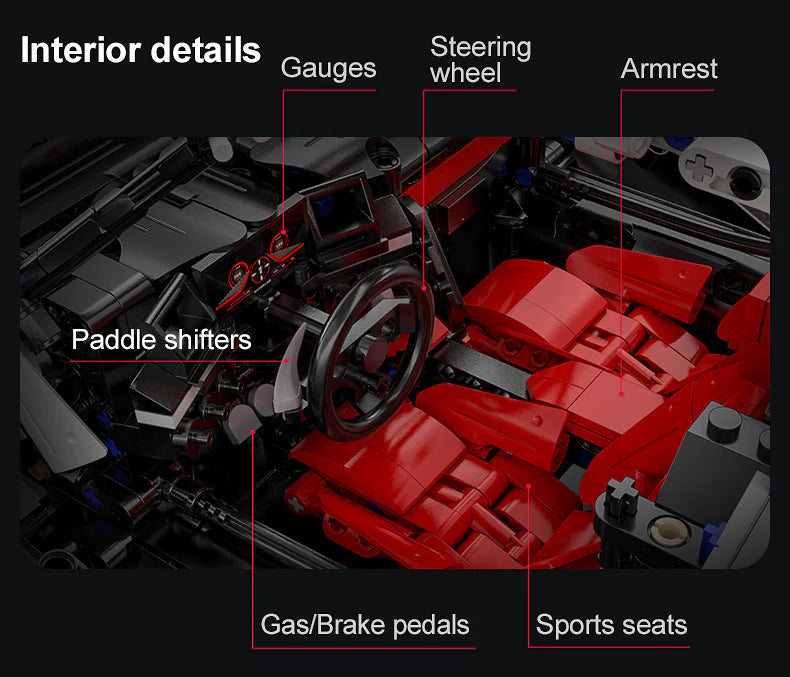 CaDA Master Helios V12 Hypercar - RC Control - 1:8 4449 Pieces Brick Model Kit C61053W