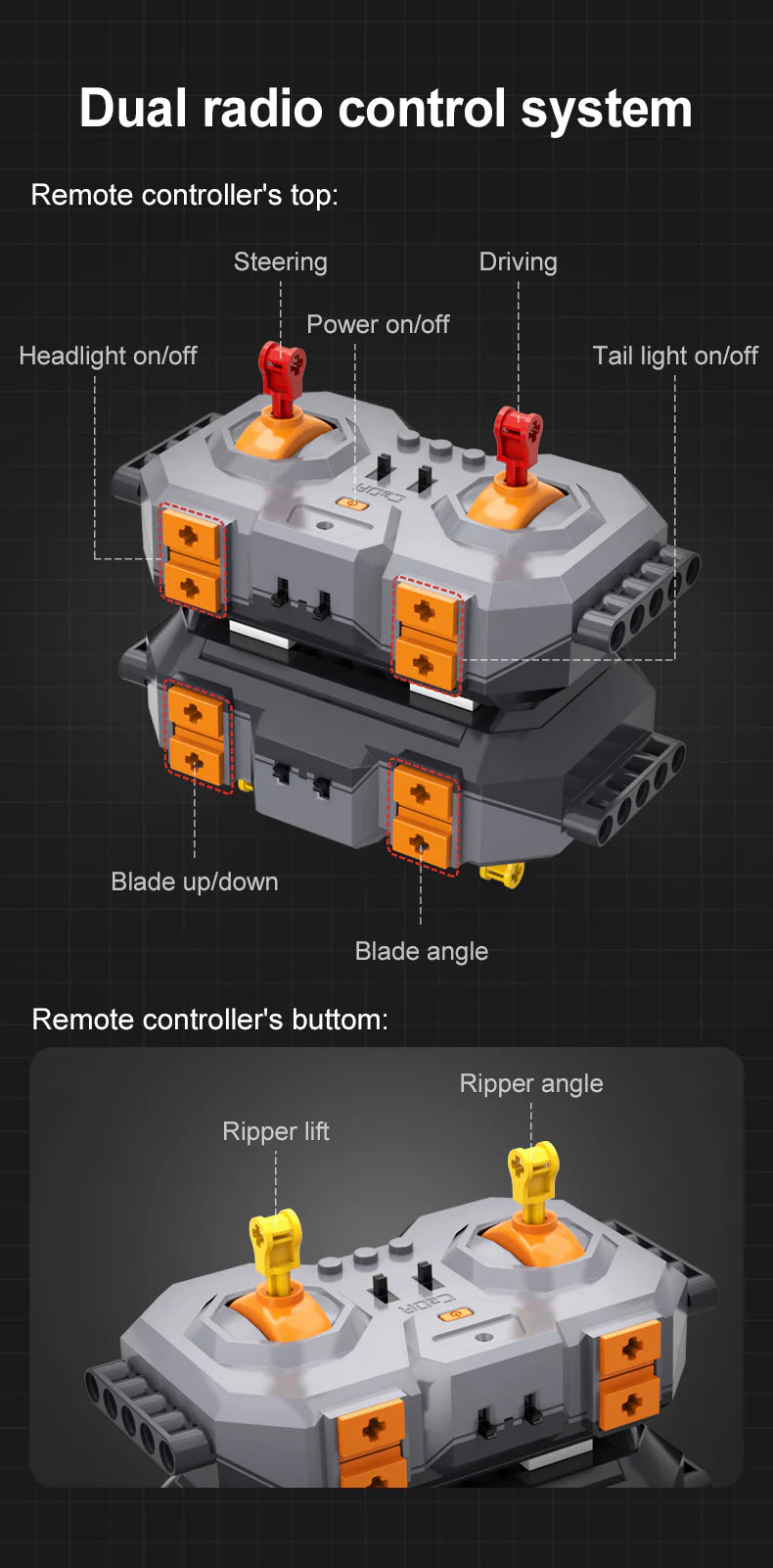 CaDA Master Goliath Heavy Bulldozer - RC Control - 1:16 2826 Pieces Brick Model Kit C61056W