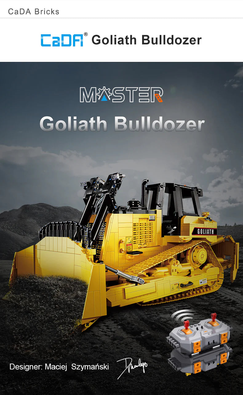 CaDA Master Goliath Heavy Bulldozer - RC Control - 1:16 2826 Pieces Brick Model Kit C61056W