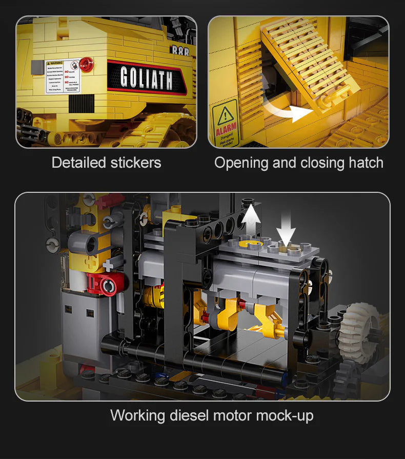 CaDA Master Goliath Heavy Bulldozer - RC Control - 1:16 2826 Pieces Brick Model Kit C61056W