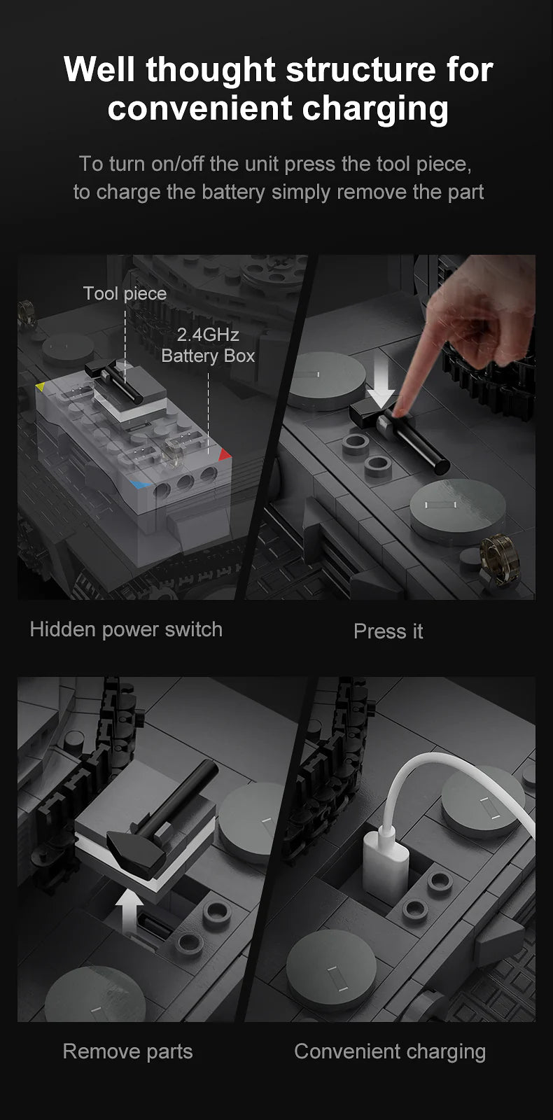 CaDA Master Tiger Tank - RC Control - 925 Pieces Brick Model Kit C61071W