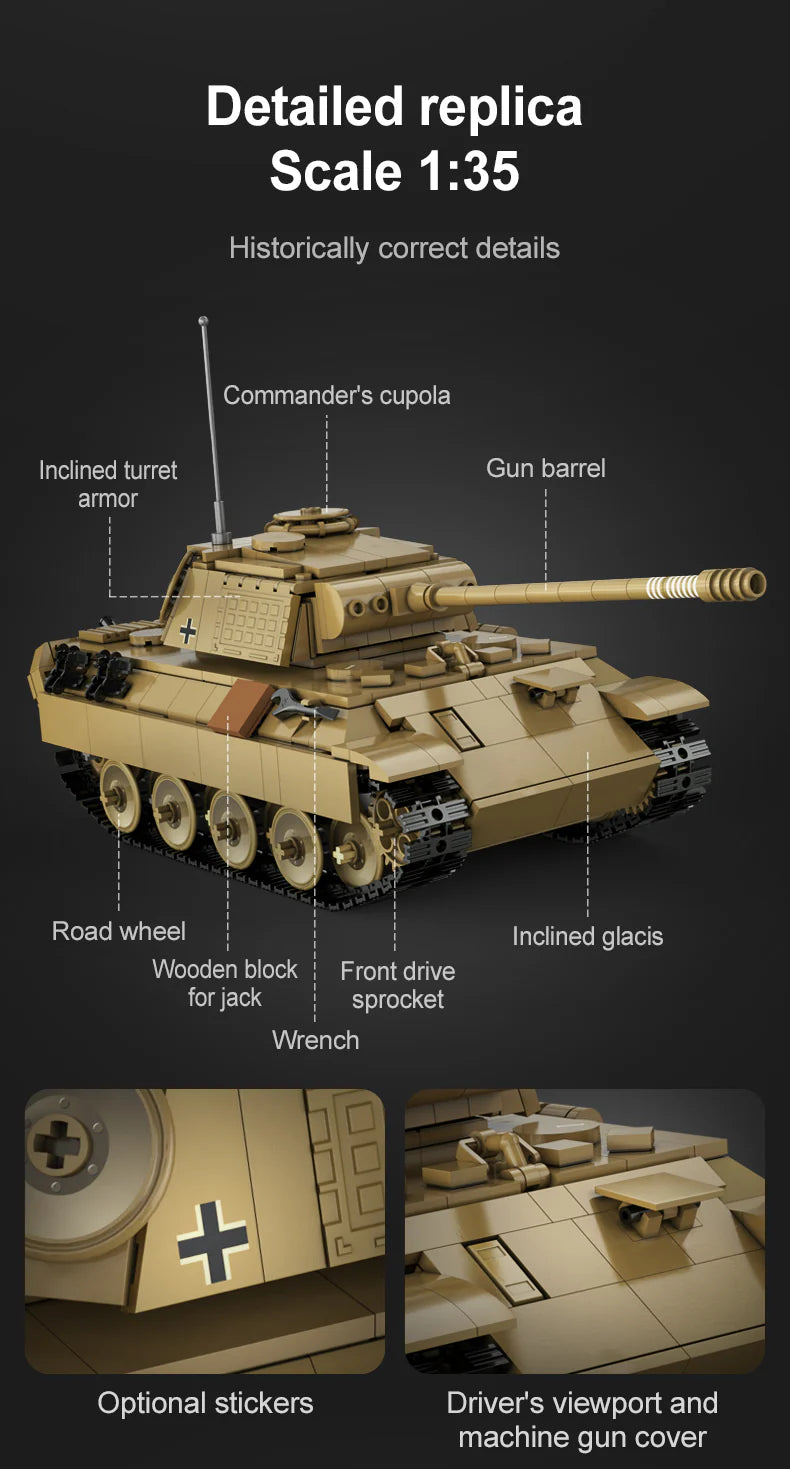 CaDA Master Panther Tank - RC Control - 907 Pieces Brick Model Kit C61073W