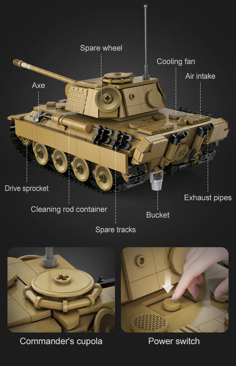 CaDA Master Panther Tank - RC Control - 907 Pieces Brick Model Kit C61073W