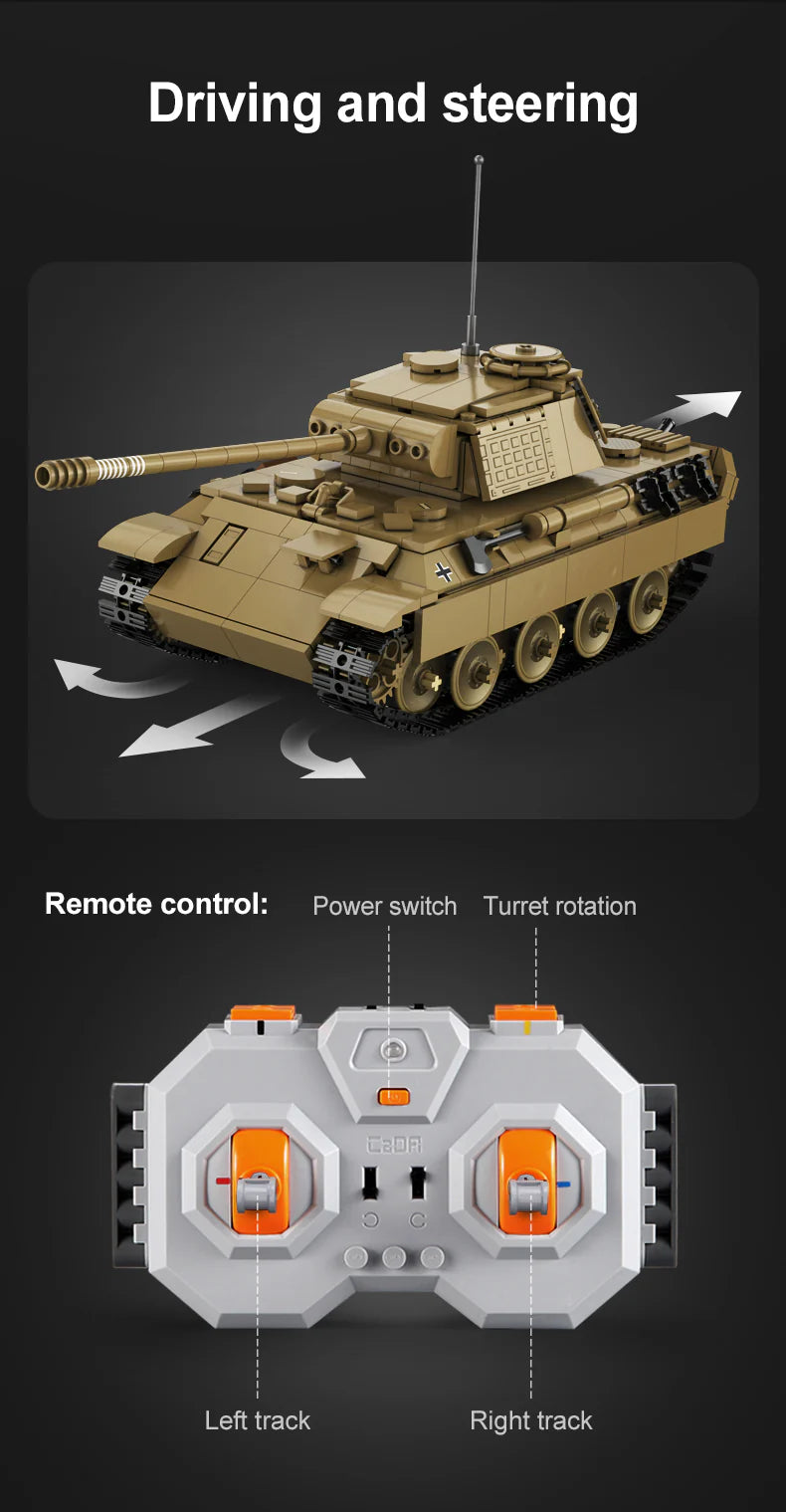 CaDA Master Panther Tank - RC Control - 907 Pieces Brick Model Kit C61073W