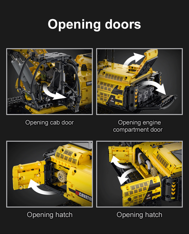 CaDA Excavator - Full Function 1702 Pieces Brick Model Kit C61082W