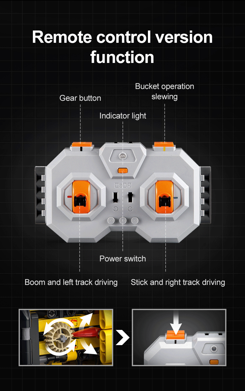 CaDA Excavator - Full Function 1702 Pieces Brick Model Kit C61082W