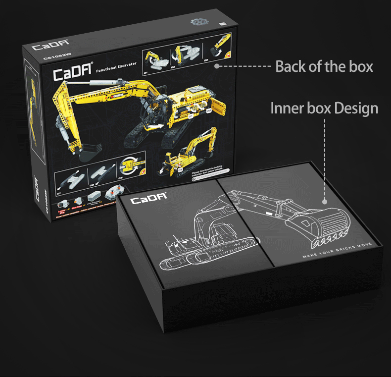 CaDA Excavator - Full Function 1702 Pieces Brick Model Kit C61082W