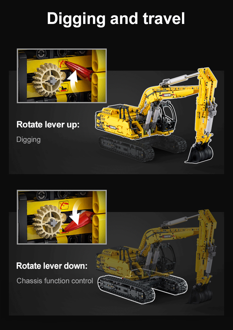 CaDA Excavator - Full Function 1702 Pieces Brick Model Kit C61082W