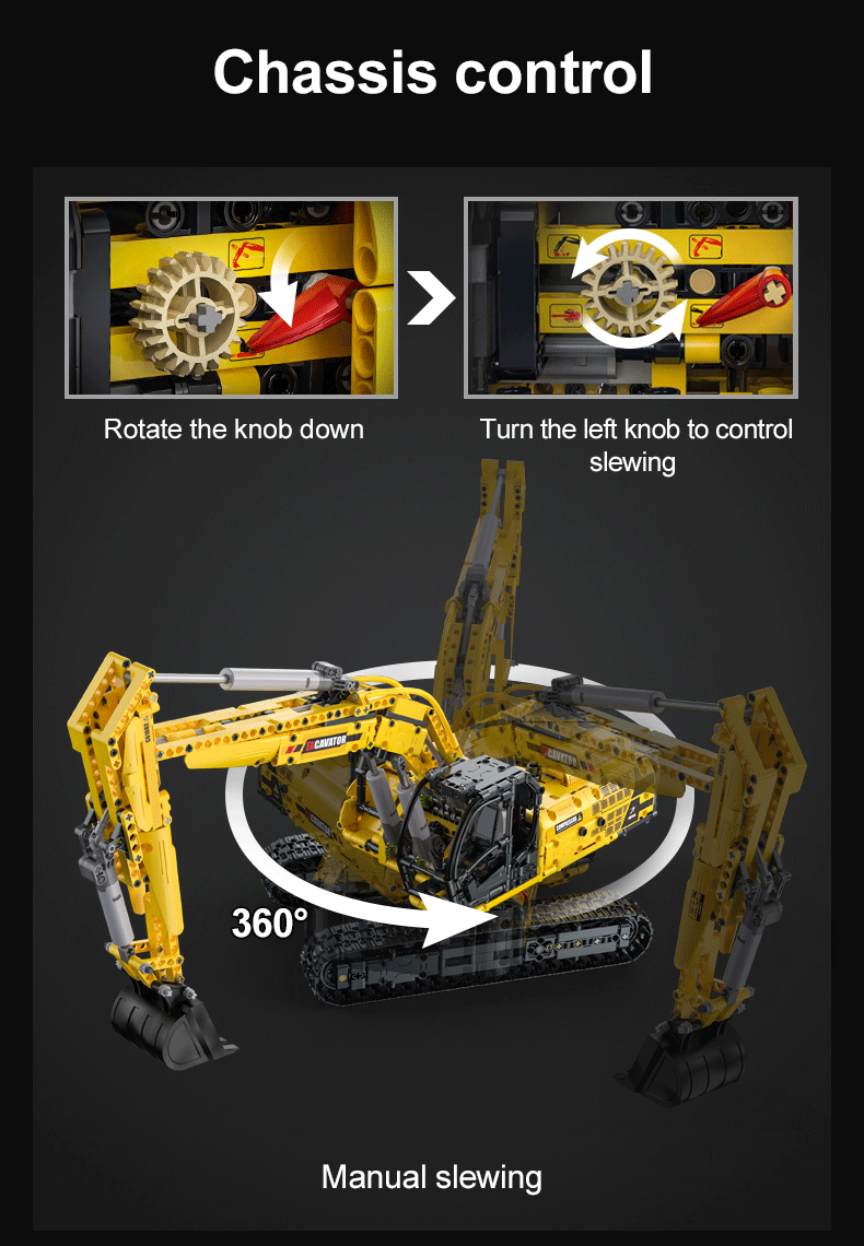 CaDA Excavator - Full Function 1702 Pieces Brick Model Kit C61082W