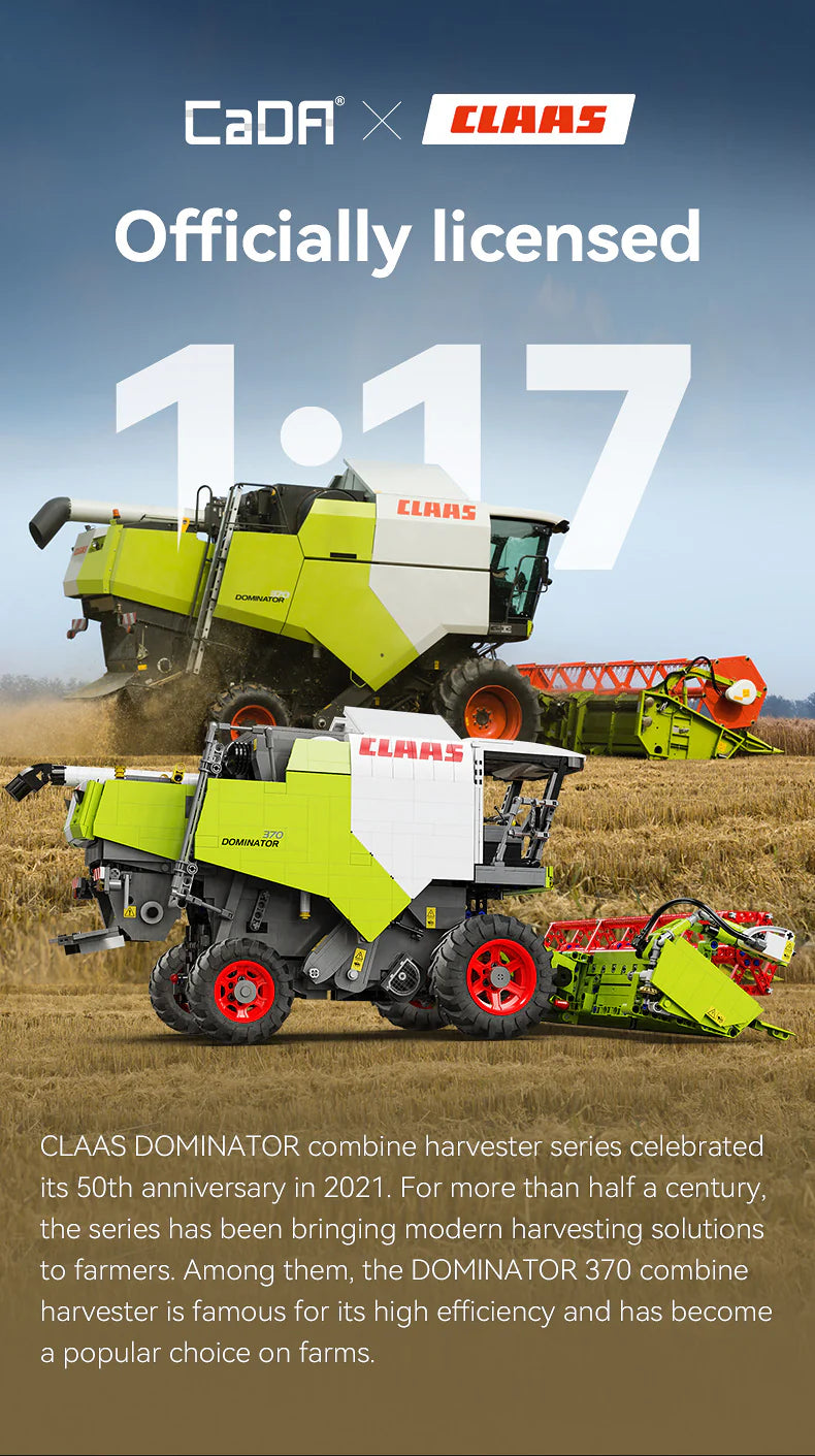 CaDA Master CLAAS Dominator 370 Combine Harvester - RC Control - 1:17 4567 Pieces Brick Model Kit C61508W