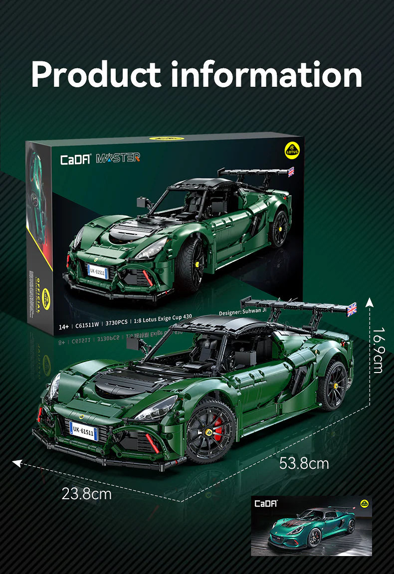 CaDA Master Lotus Exige Cup 430 1:8 3730 Pieces Brick Model Kit C61511W