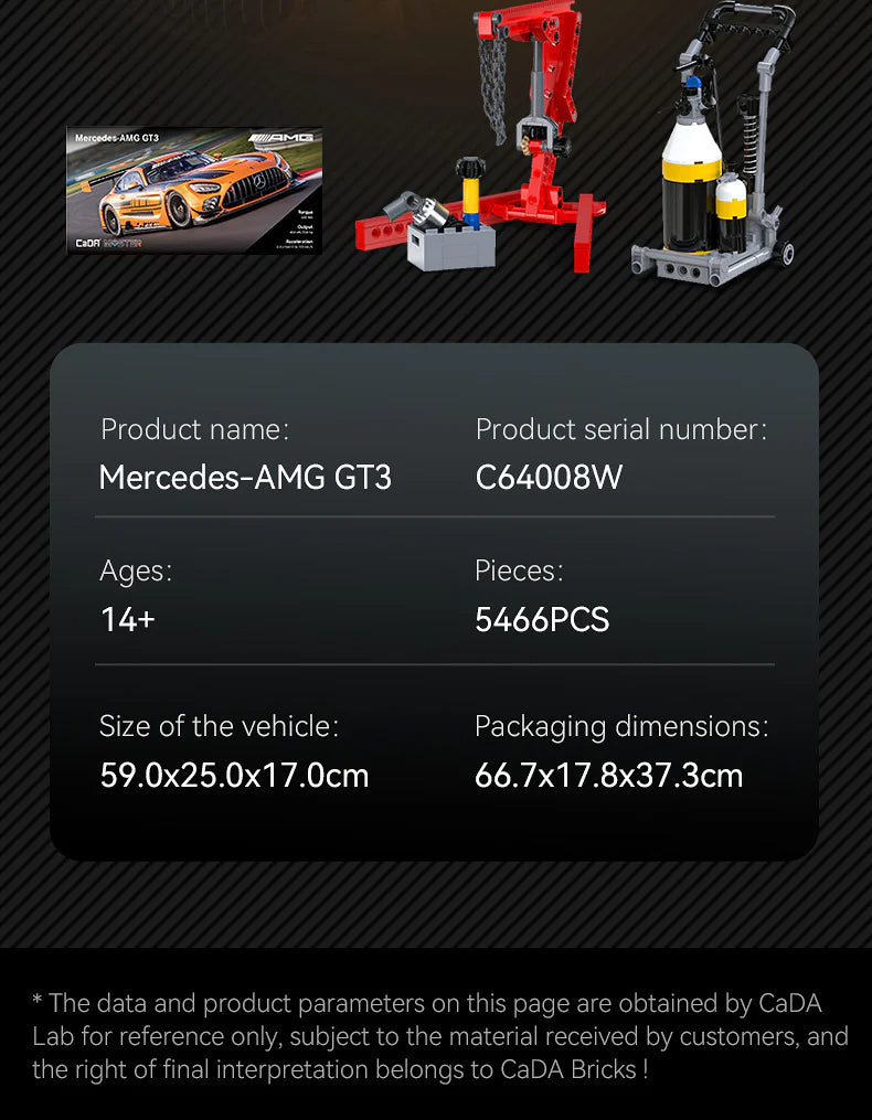 CaDA Mercedes-AMG GT3 1:8 5466 Pieces Brick Model Kit C64008W
