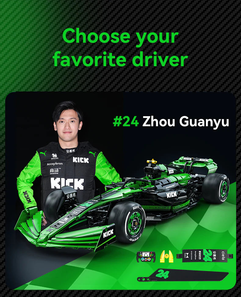 CaDA Kick Sauber F1 Team C44 (2024) 1:8 2553 Pieces Brick Model Kit C64010W