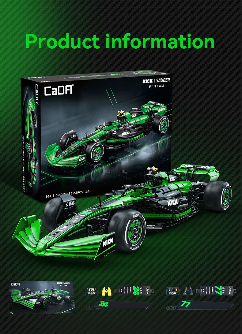 CaDA Kick Sauber F1 Team C44 (2024) 1:8 2553 Pieces Brick Model Kit C64010W
