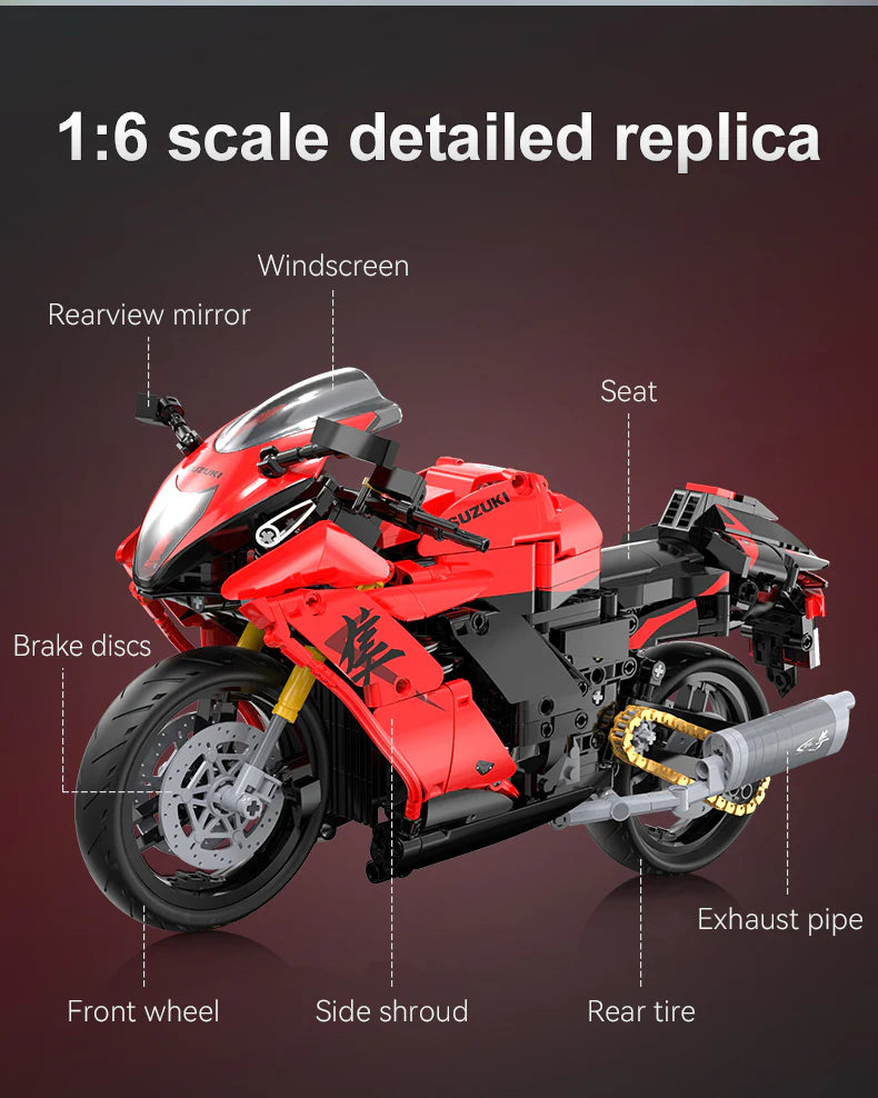CaDA Suzuki Hayabusa Motorbike 1:6 1043 Pieces Brick Model Kit C64051W