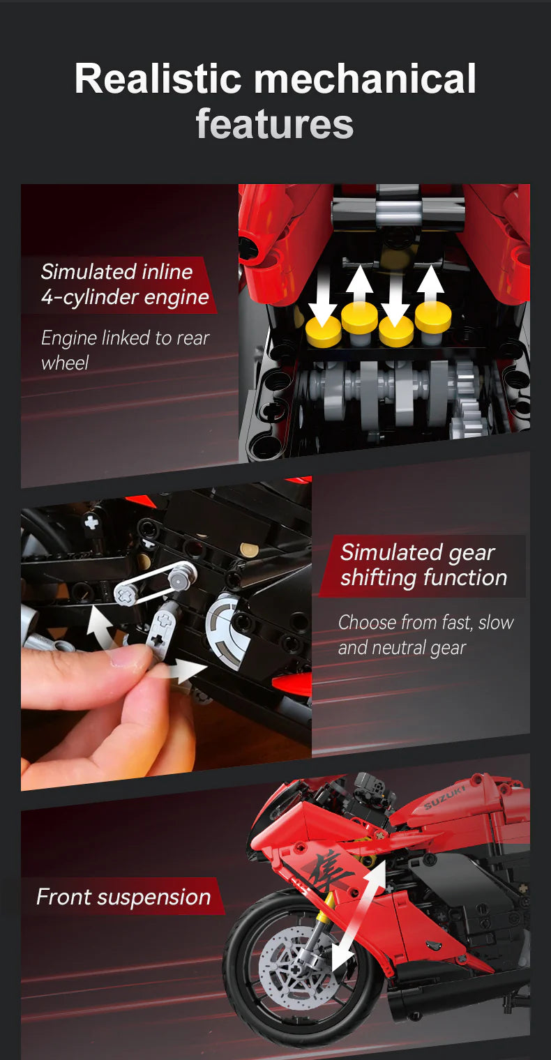 CaDA Suzuki Hayabusa Motorbike 1:6 1043 Pieces Brick Model Kit C64051W