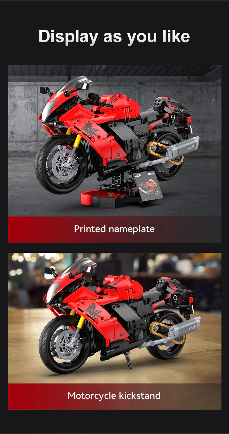 CaDA Suzuki Hayabusa Motorbike 1:6 1043 Pieces Brick Model Kit C64051W