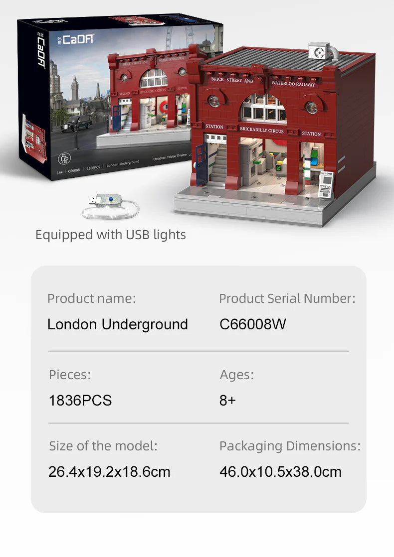 CaDA London Subway Station 1836 pcs Brick Model Kit C66008W