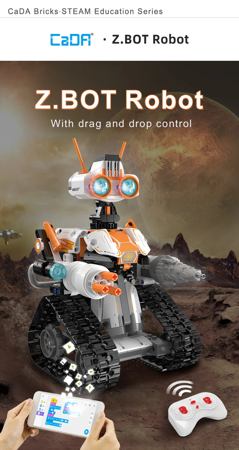CaDA Z Bot Code Robot - RC Dual Mode Control - 462 Pieces Brick Model Kit C83002W
